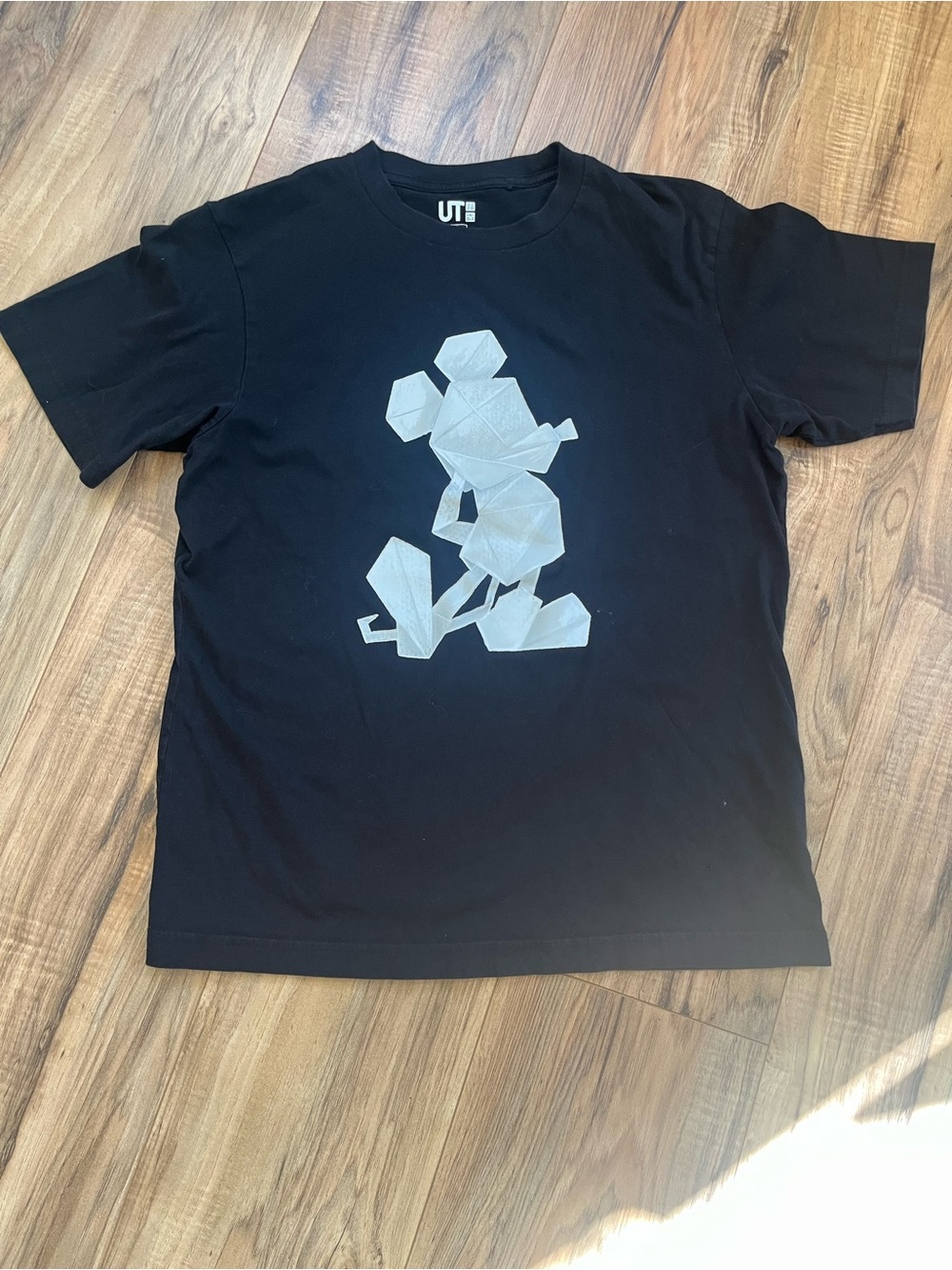 Uniqlo Black Graphic Origami Mickey Short-Sleeve Tee